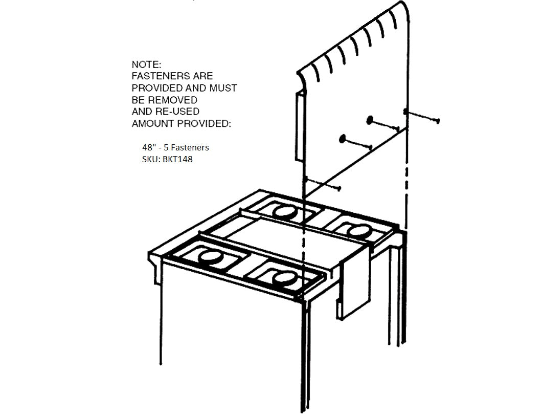 11" Range Backguard for 48" Range Stainless Steel with 24" by Chicago Brick Oven
