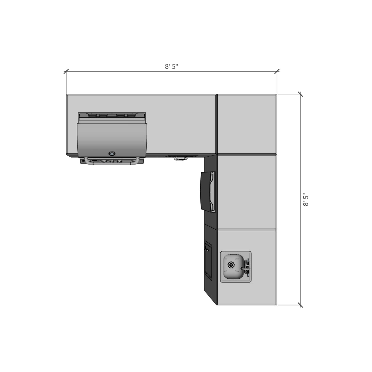 CBO - DIY Elmhurst Kitchen - 17' L-Shaped Outdoor Kitchen