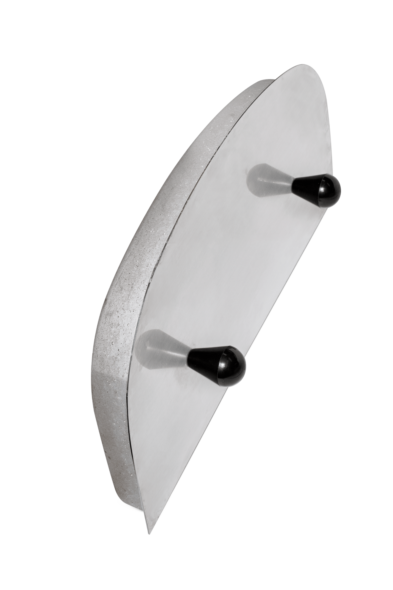 Introducing the CBO-750 Insulating Door by Chicago Brick Oven: a contemporary, minimalist door designed with a sleek metallic finish. This oven accessory is not just functional but also aesthetically pleasing with its arching design, making it an eye-catching addition to any kitchen. It stands out beautifully against a plain white background, blending art and utility seamlessly.