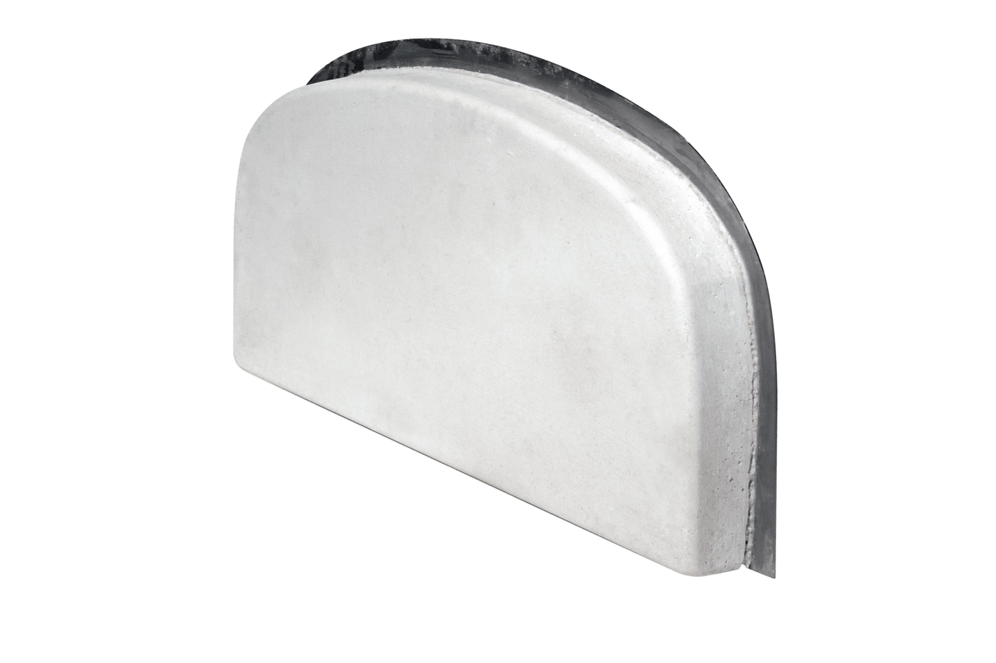 The CBO-750 Insulating Door by Chicago Brick Oven boasts a stainless steel or aluminum finish with a rectangular flat surface and a rounded top edge. The tool is slightly angled in the image, highlighting its smooth, sturdy metal construction designed for baking and pastry tasks—making it an essential oven accessory in any kitchen.