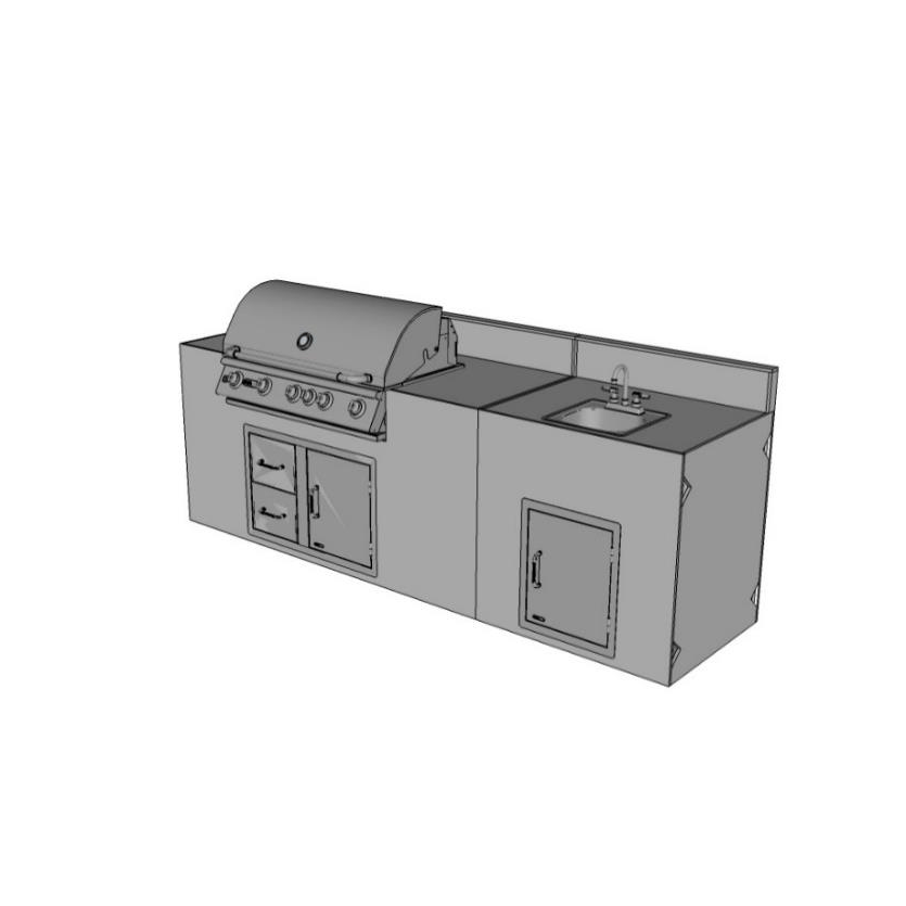 CBO - DIY Itasca Kitchen - 9’ Straight Kitchen with XL Grill and Bar with RTF Available by Chicago Brick Oven