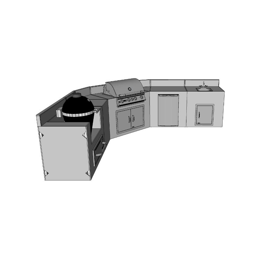 CBO - DIY Winnetka Kitchen - 20' - 45 ° L - Shaped Kitchen with RTF Available by Chicago Brick Oven