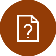 A brown circle with a white icon resembling a piece of paper in the center. The paper has a question mark on it, suggesting uncertainty or a query.