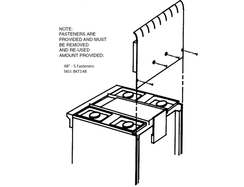 11" Range Backguard for 48" Range Stainless Steel with 24" by Chicago Brick Oven