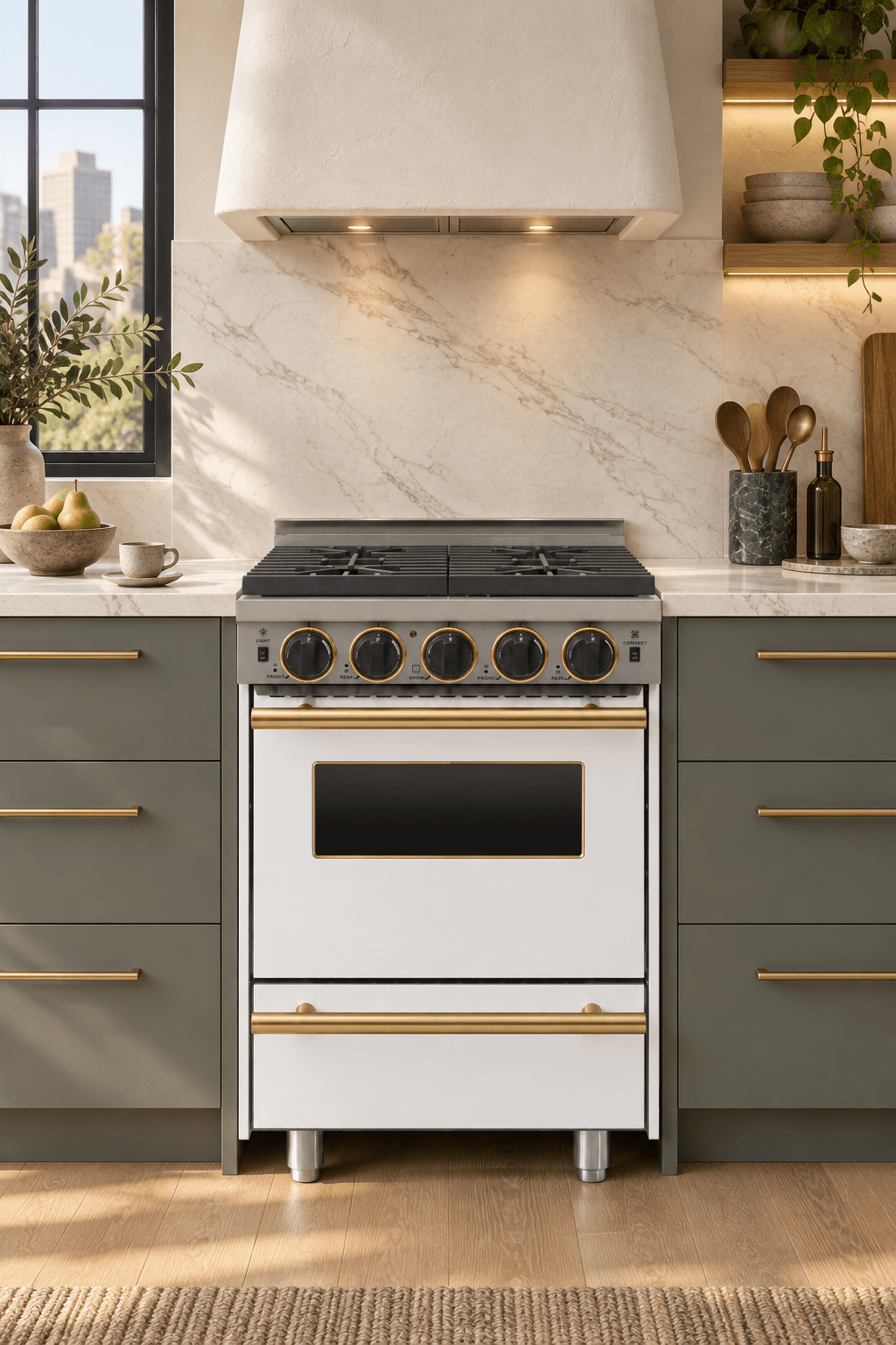 24” All Gas Convection Range - Sealed Burners White with 24" by Chicago Brick Oven