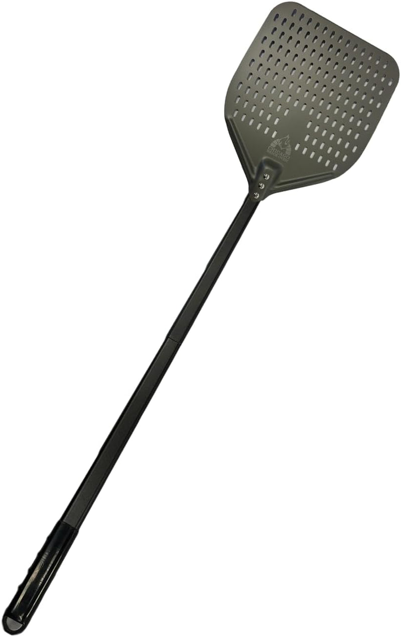 Perforated Pizza Peel - 12"x15" Anodized Aluminum Pizza Steel, 32" Handle, 47" Overall Length with Accessories by Chicago Brick Oven