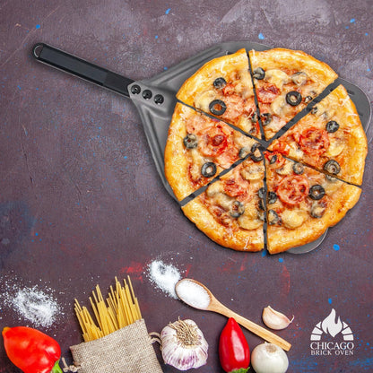 Perforated Pizza Peel - 12"x15" Anodized Aluminum Pizza Steel, 11" Handle, 26" Overall Length