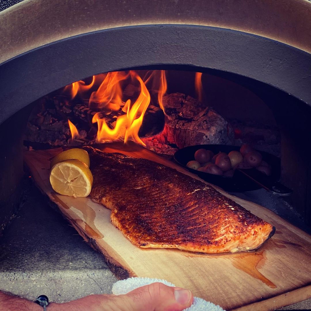 Salmon prepared in a Chicago Brick Oven