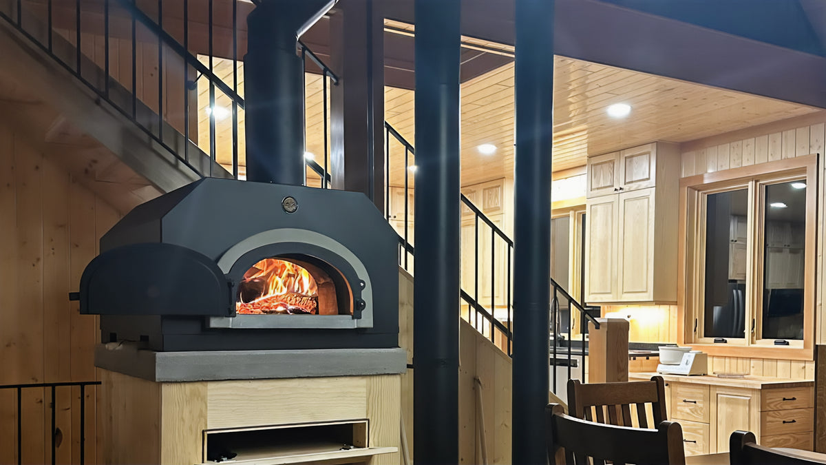 Solar Black CBO 750 Countertop oven incorporated into a wood-lined home kitchen