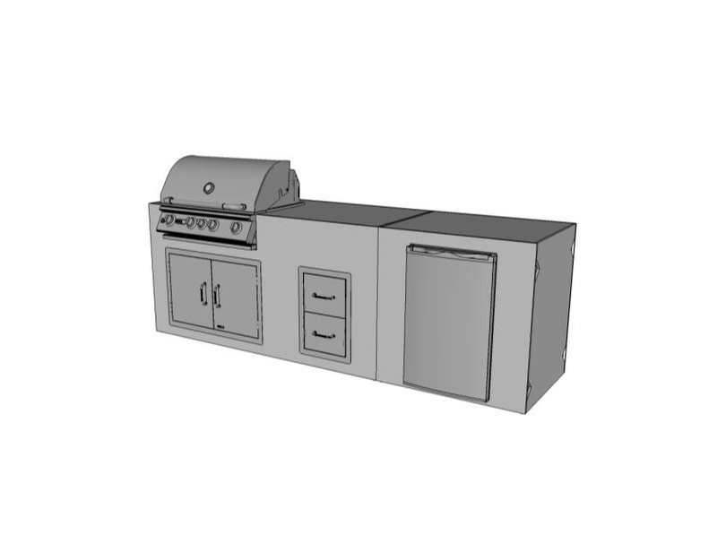CBO - DIY Lombard Kitchen - 9' One - Wall Layout Outdoor Kitchen with RTF Available by Chicago Brick Oven
