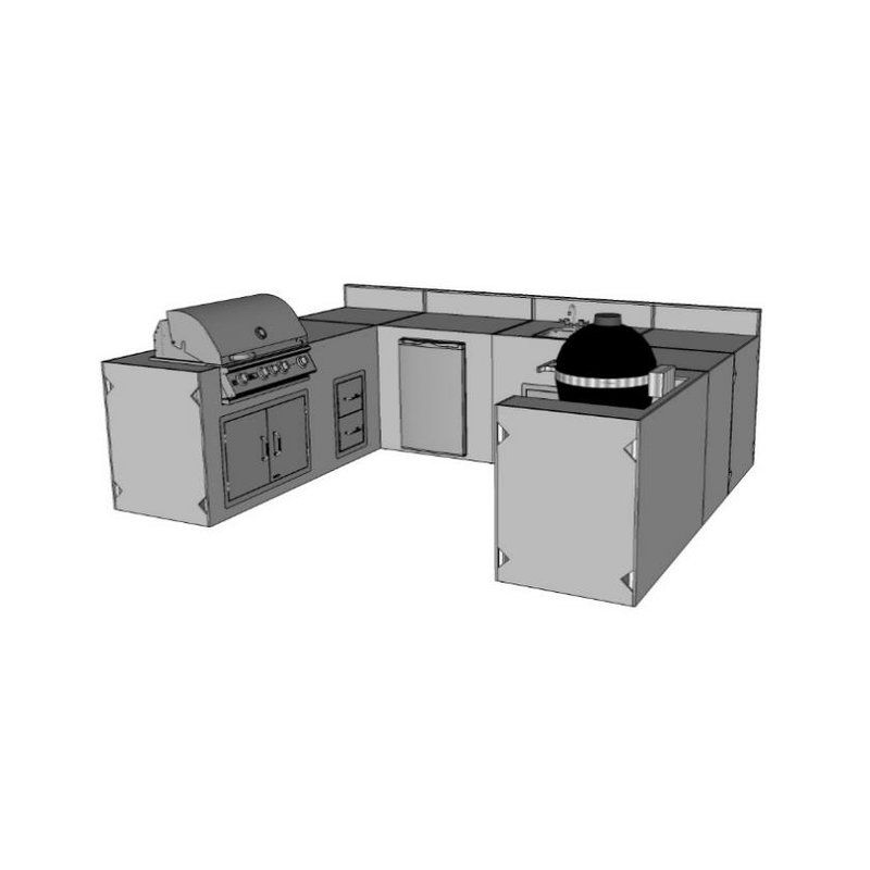 CBO - Naperville DIY Kitchen - 28' U - Shaped Outdoor Kitchen with RTF Available by Chicago Brick Oven