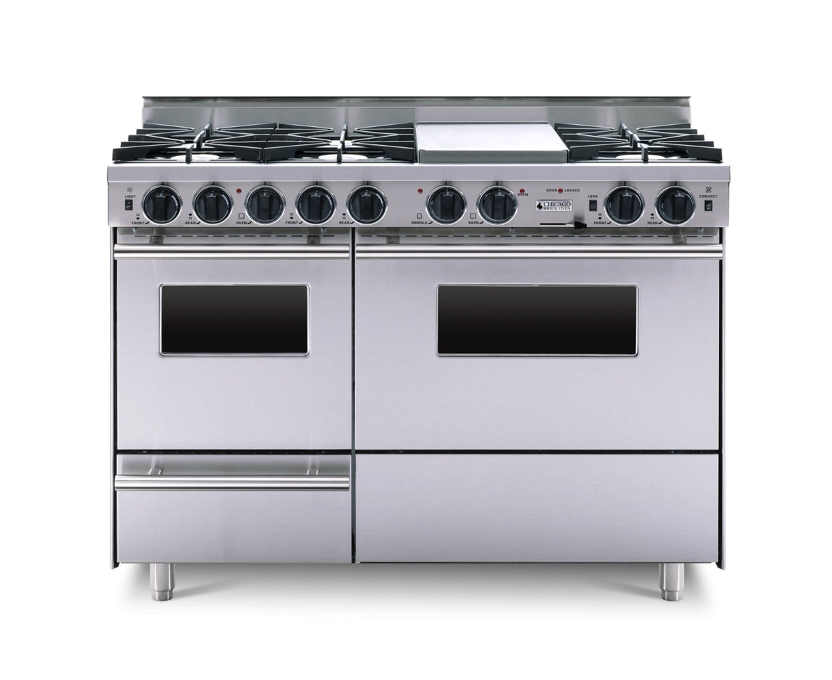 48″ Dual-Fuel Range — stainless steel, regular — Griddle cover shown.