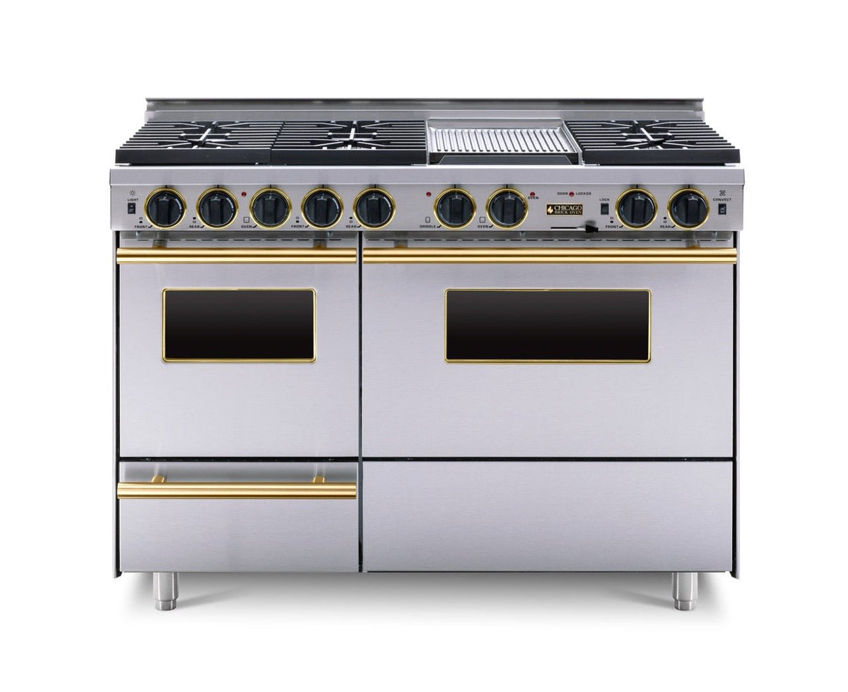 48″ Dual-Fuel Range — Stainless Steel / Brass