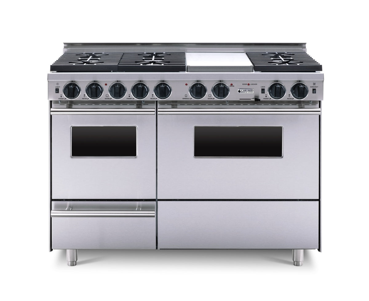 48″ Dual-Fuel Range — stainless steel, regular — Griddle cover shown.