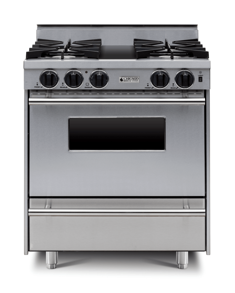 30” All - Gas Range - Open Burners Stainless Steel with 30" by Chicago Brick Oven