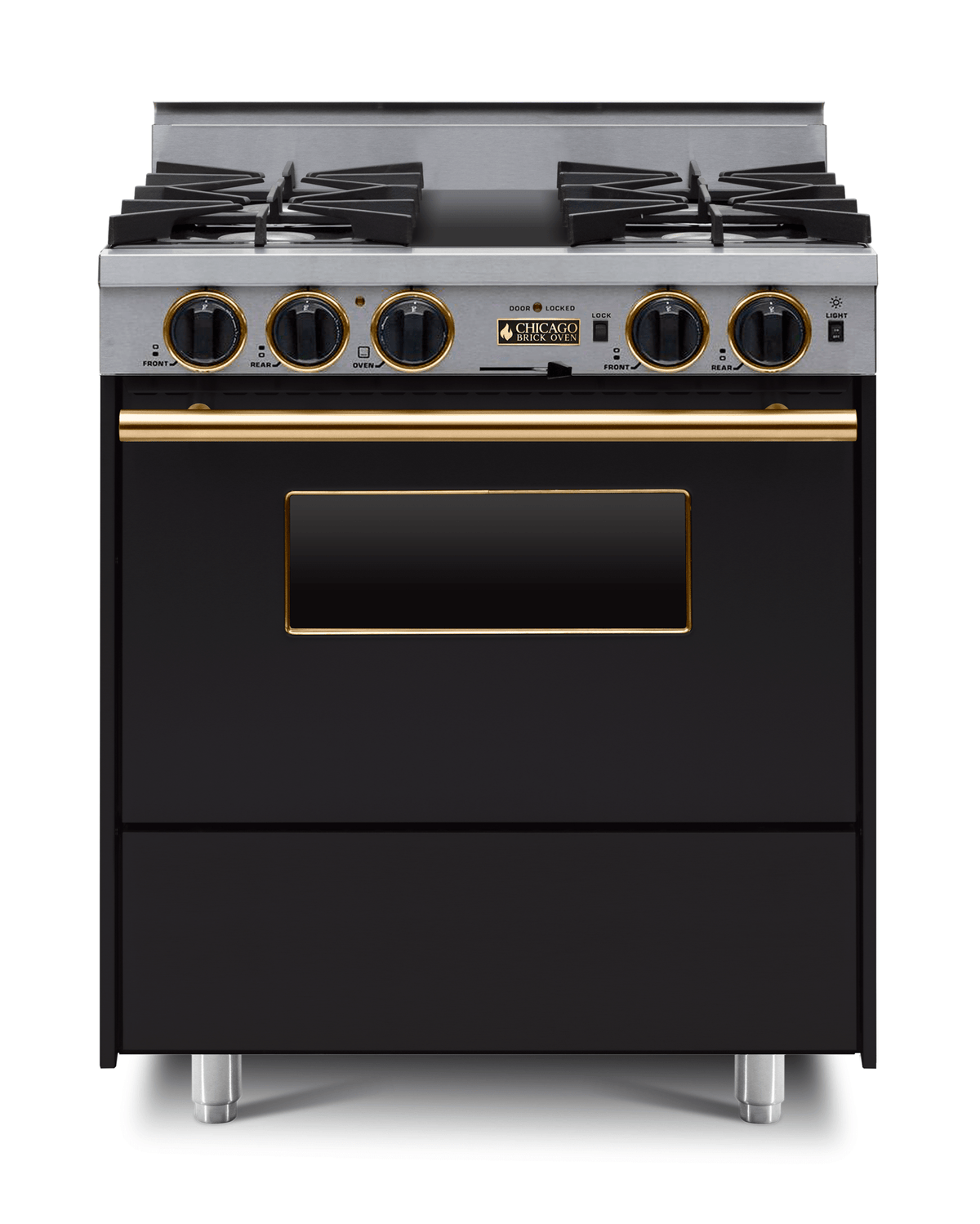 30″ Dual-Fuel Range — Black / Brass