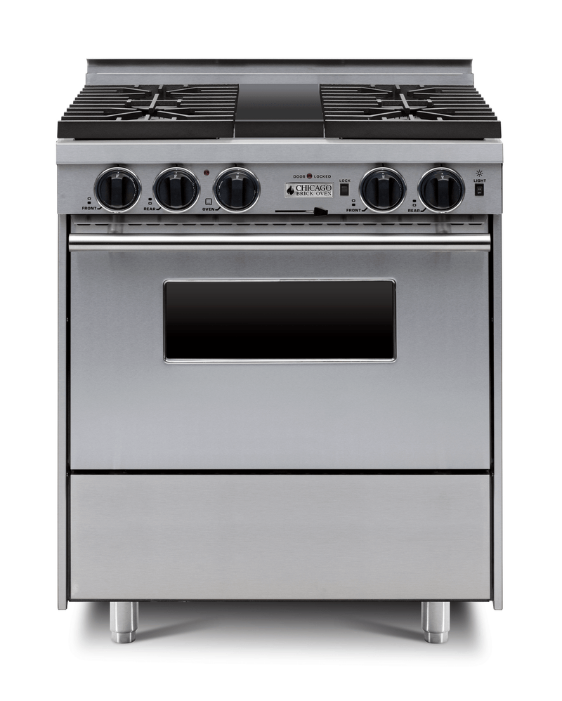 30” Dual - Fuel Self - Cleaning Convection Range - Sealed Burners Stainless Steel with 30" by Chicago Brick Oven