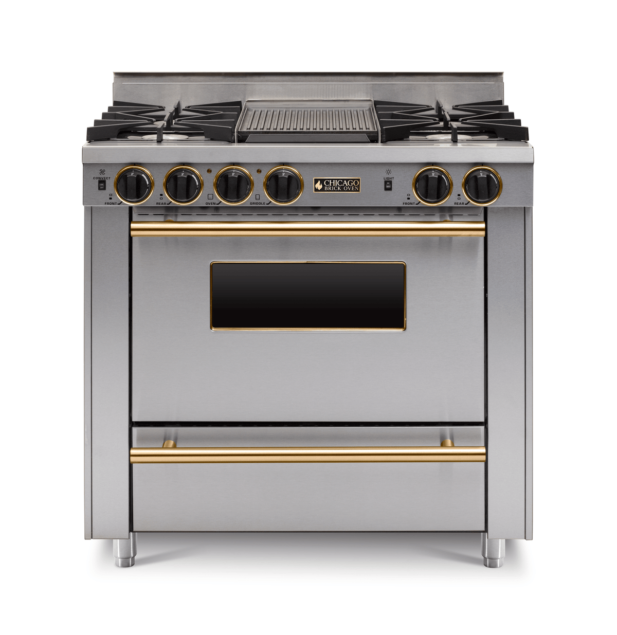 36″ All-Gas Range — Stainless Steel / Brass