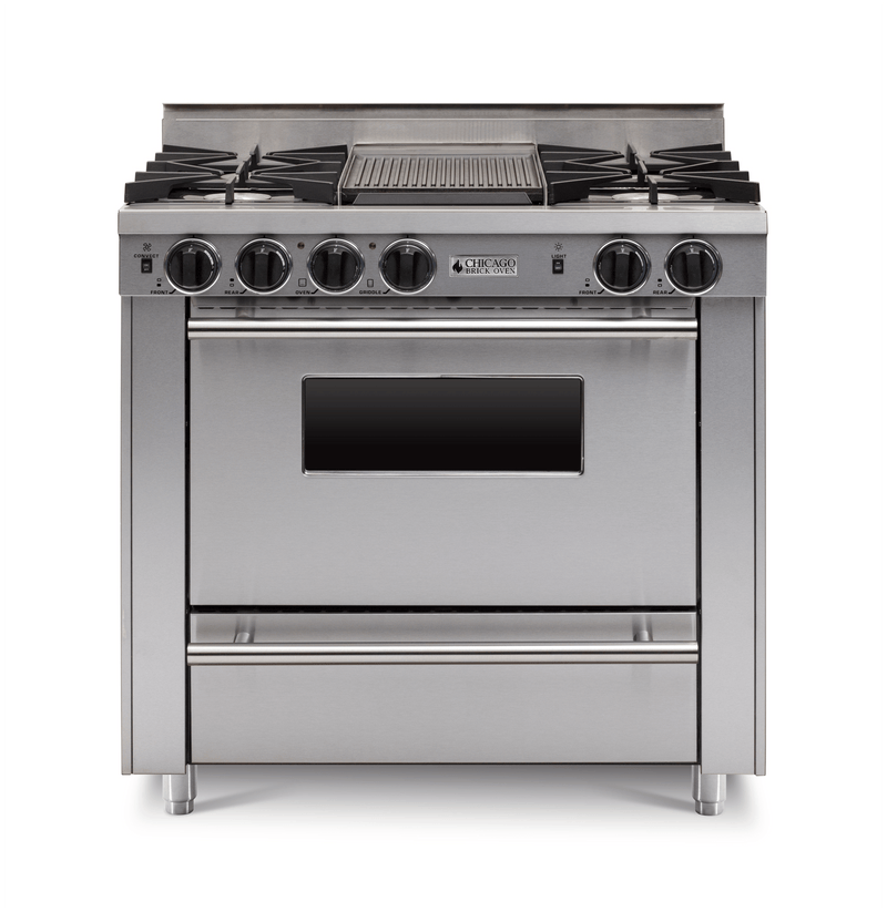 36” All - Gas Range - Open Burner Stainless Steel with 36" by Chicago Brick Oven