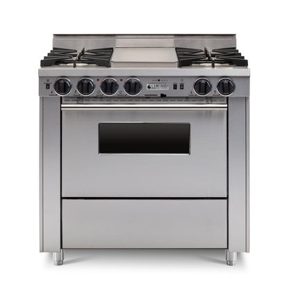 36” LP Gas Dual-Fuel Self-Cleaning Convection Range - Open Burners