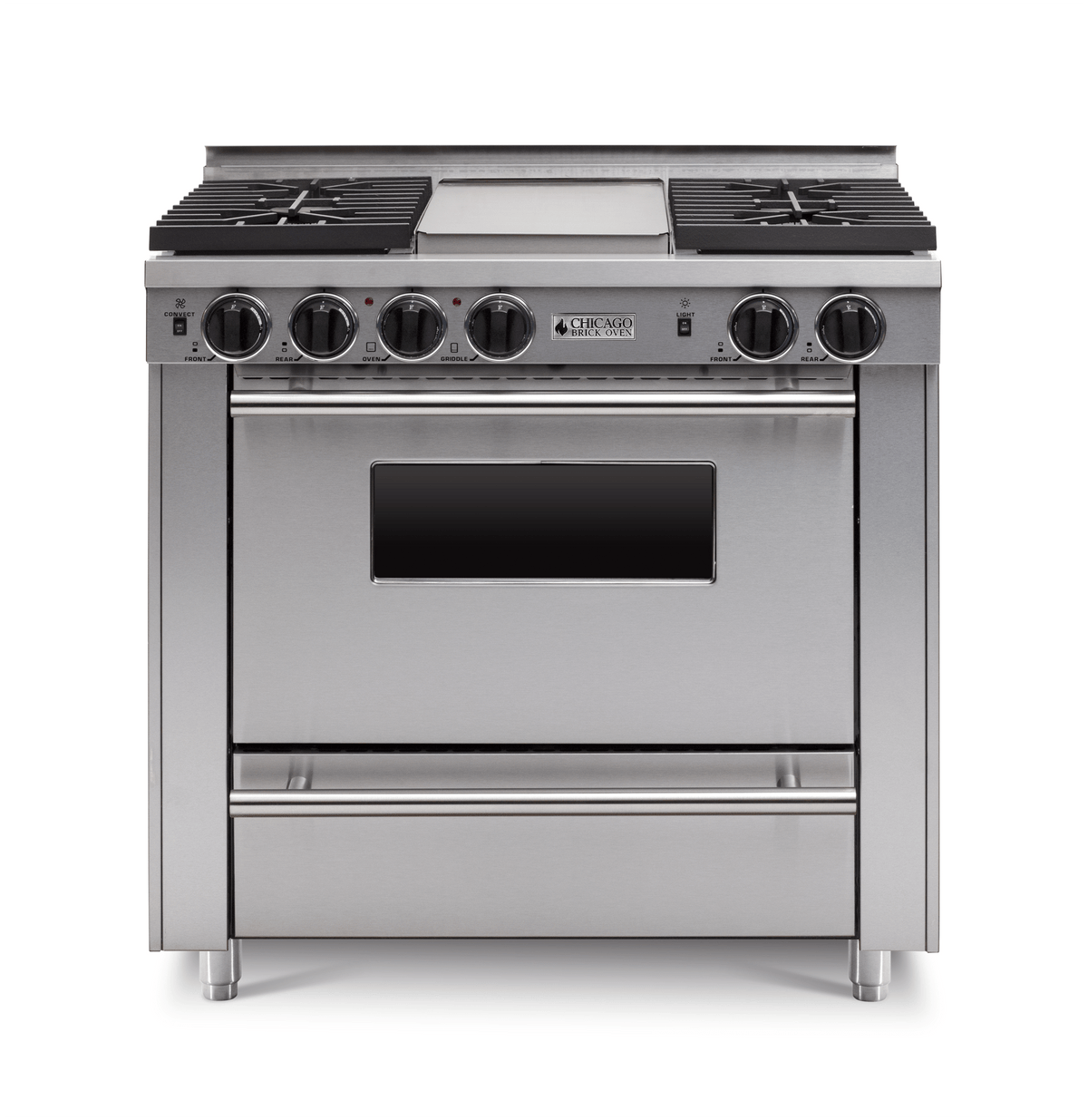 36″ All-Gas Range — stainless steel, regular — Griddle cover shown.