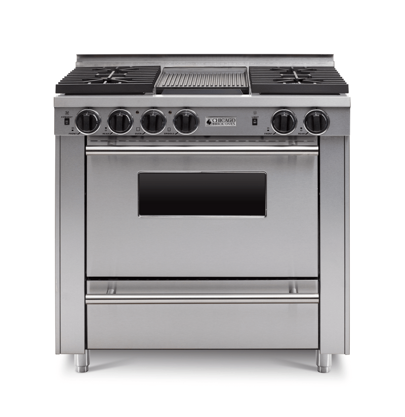 36” All - Gas Convection Range - Sealed Burners (4 - 6 Burners Option ) Stainless Steel with 36" by Chicago Brick Oven