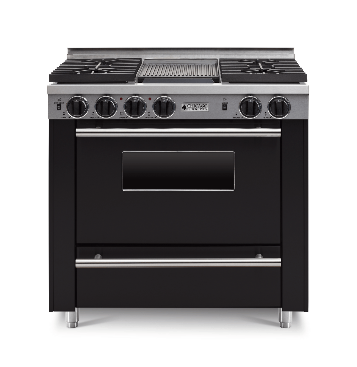 36″ All-Gas Range — Black / Regular / Four