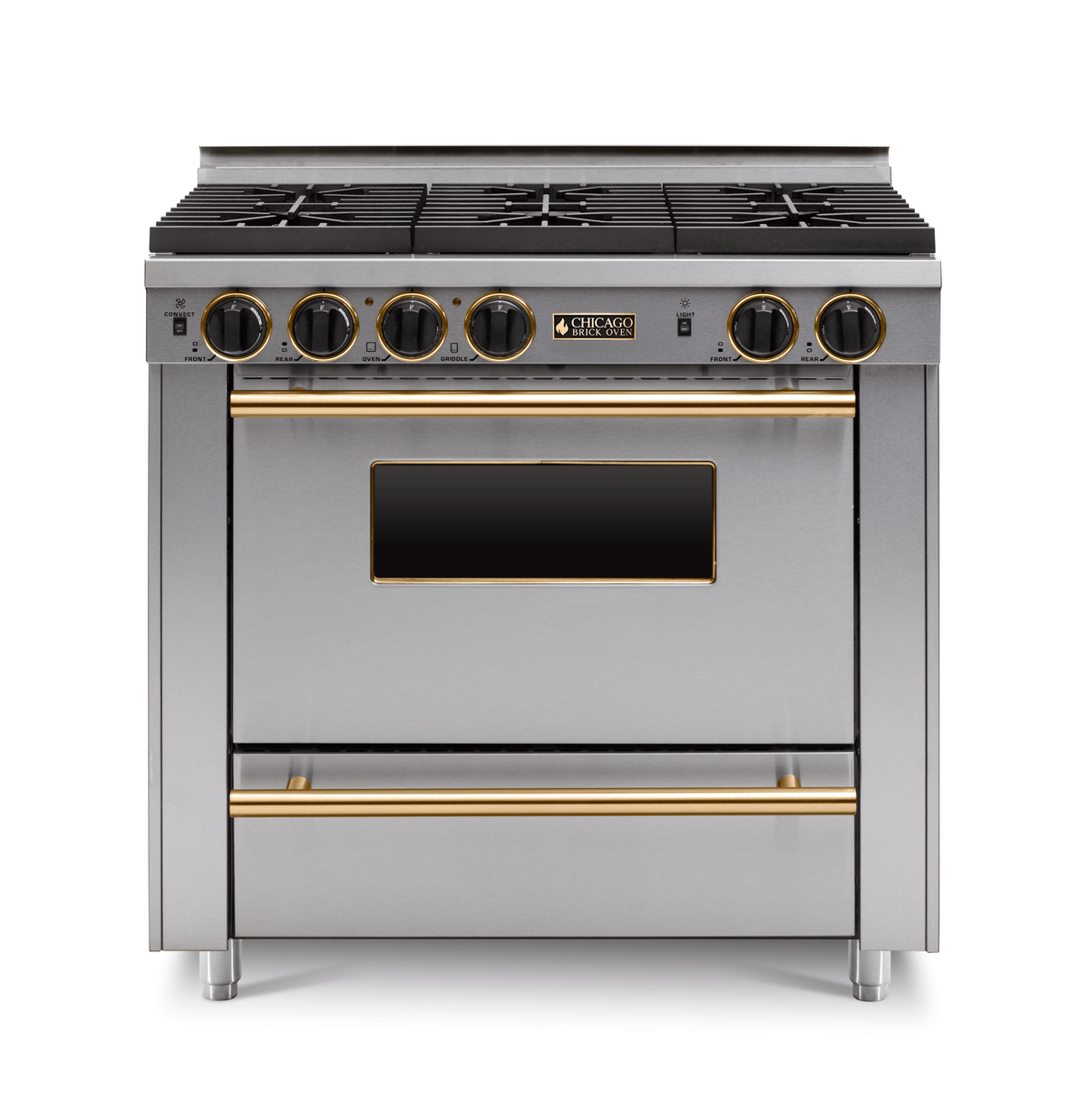 36″ All-Gas Range — Stainless Steel / Brass / Six