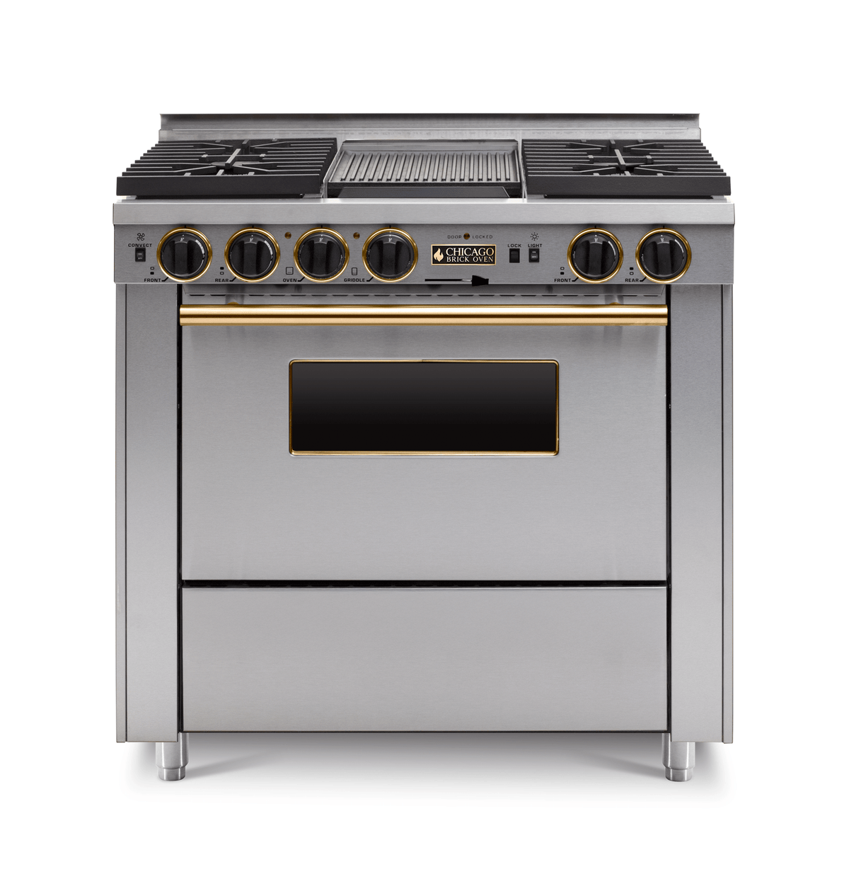 36″ Dual-Fuel Range — Stainless Steel / Brass