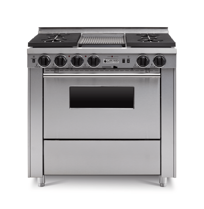 36” Dual - Fuel Self - Cleaning Convection Range - Sealed Burners Stainless Steel with 36" by Chicago Brick Oven