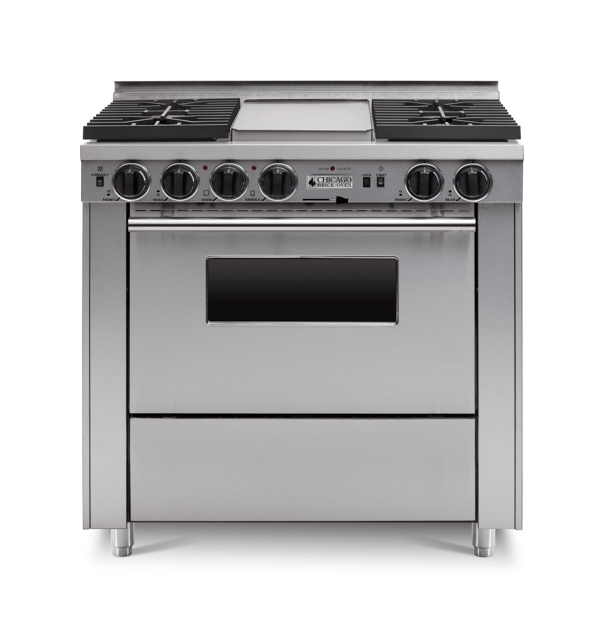 36″ Dual-Fuel Range — stainless steel, regular — Griddle cover shown.