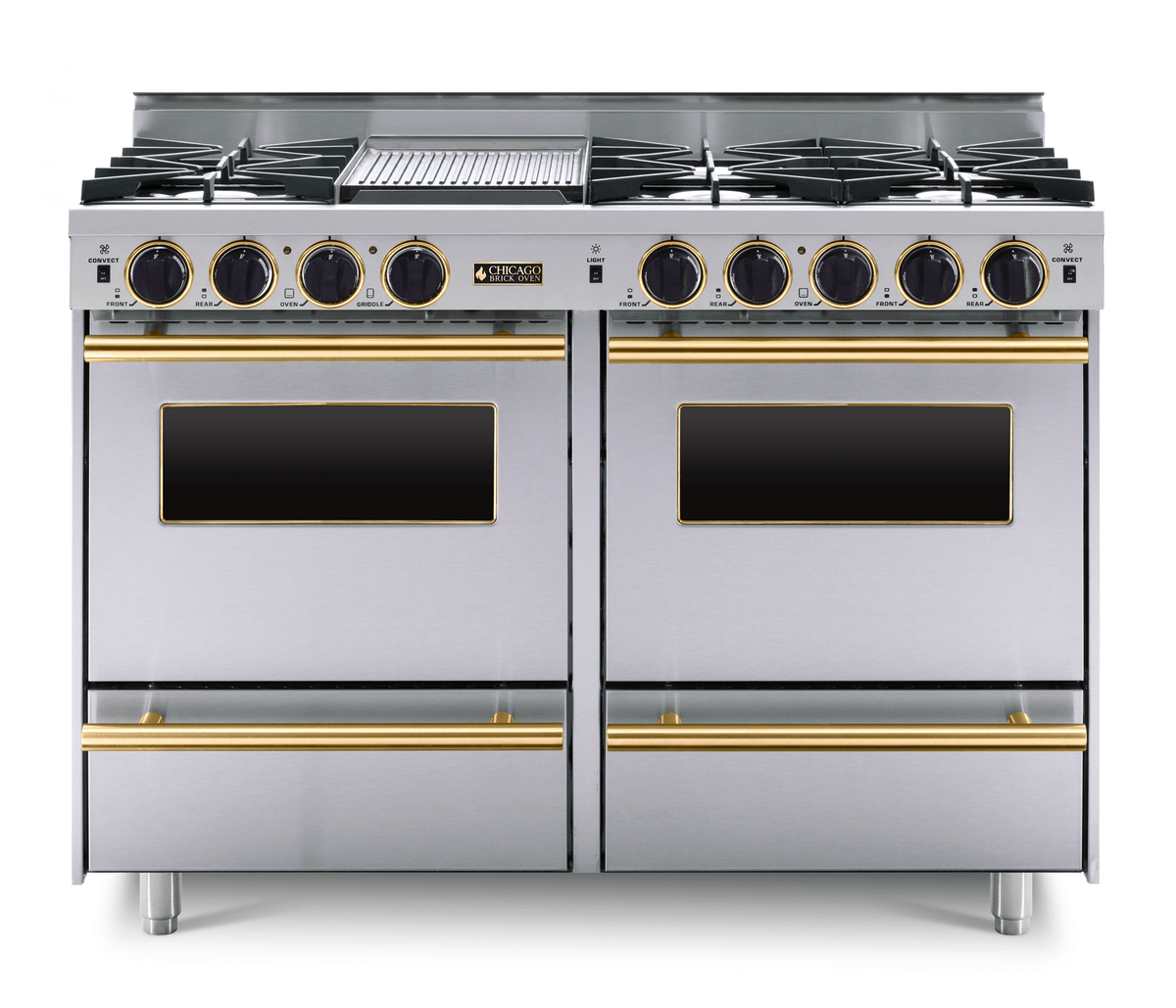 48″ All-Gas Range — Stainless Steel / Brass