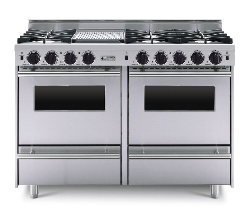 48" All - Gas Range - Open Burners Stainless Steel with 48" by Chicago Brick Oven