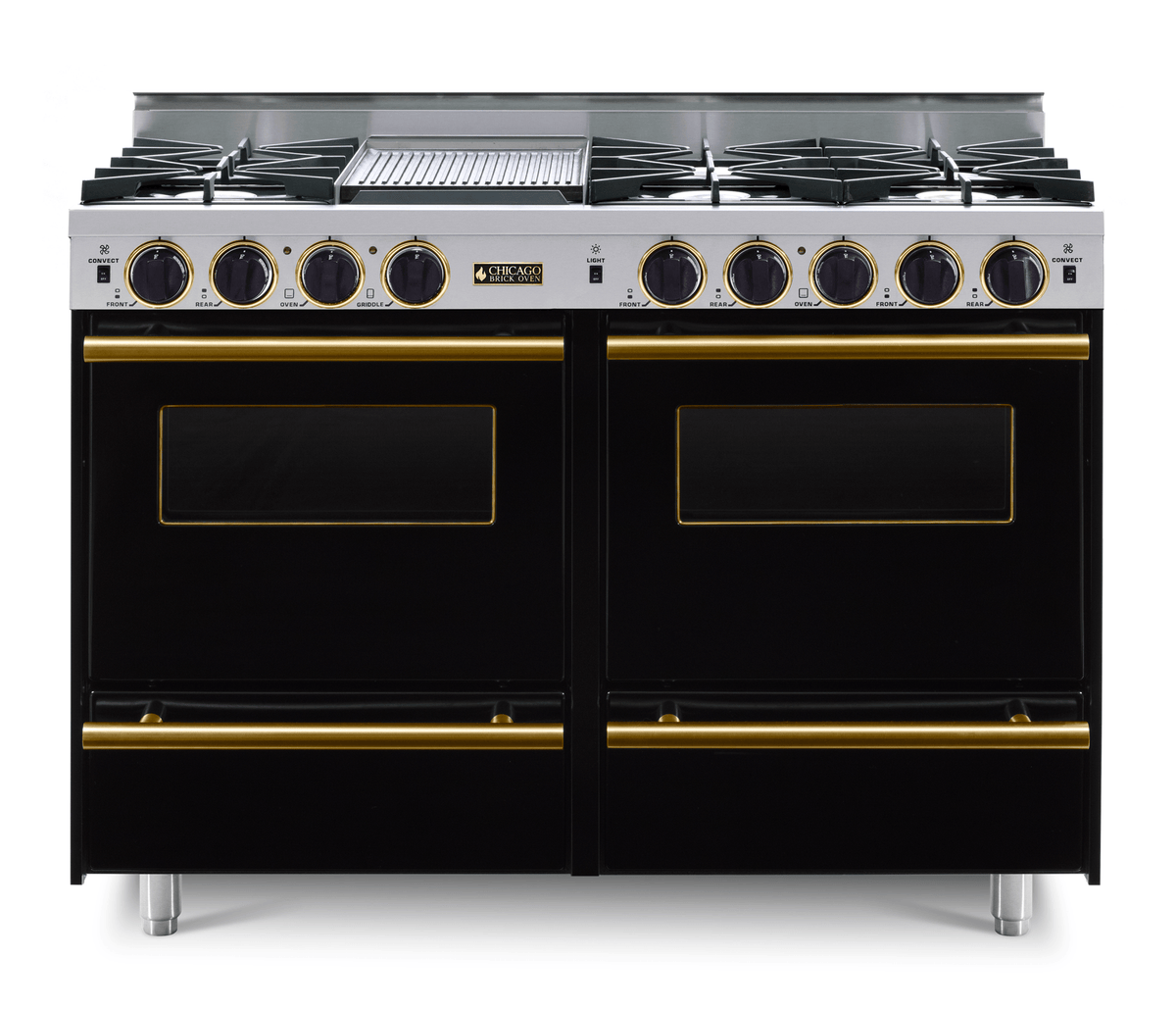 48″ All-Gas Range — Black / Brass