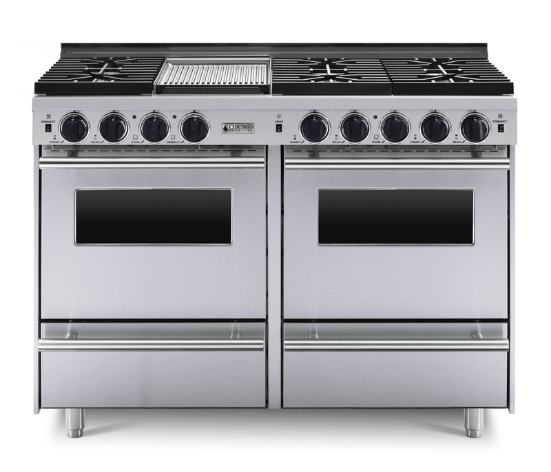 48" All - Gas Convection Range - Sealed Burners Stainless Steel with 48" by Chicago Brick Oven