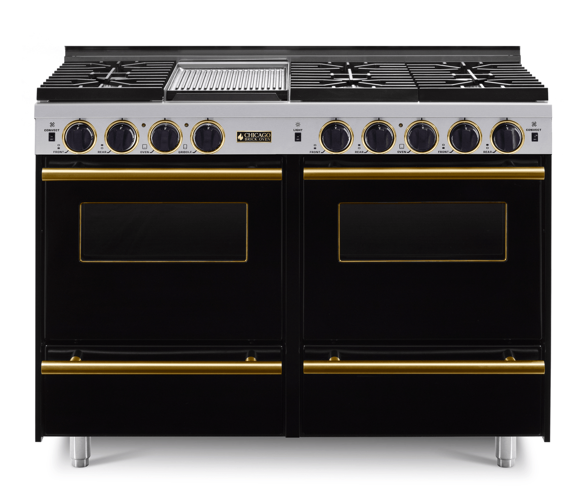 48″ All-Gas Range — Black / Brass