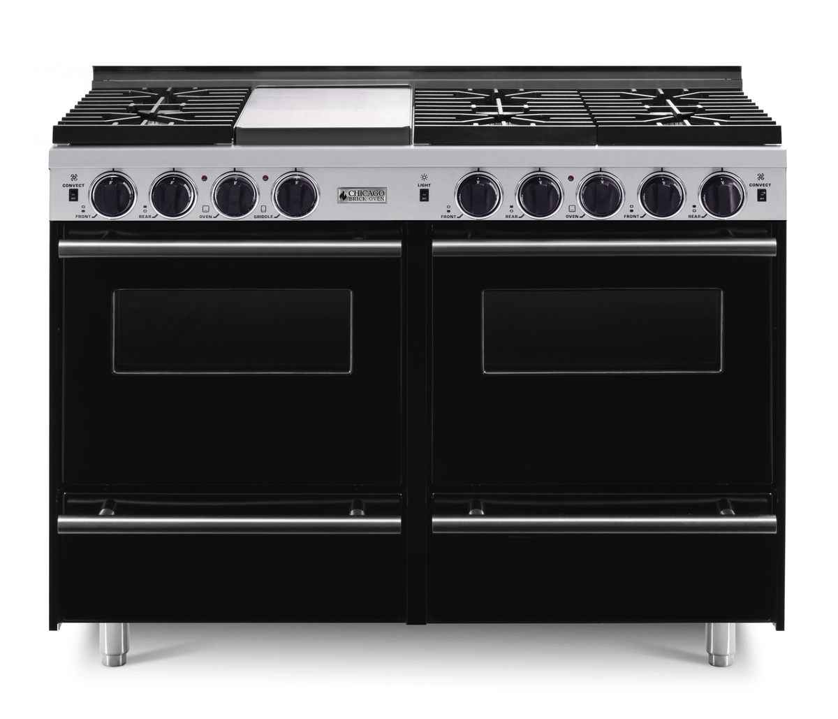 48″ All-Gas Range — black, regular — Griddle cover shown.