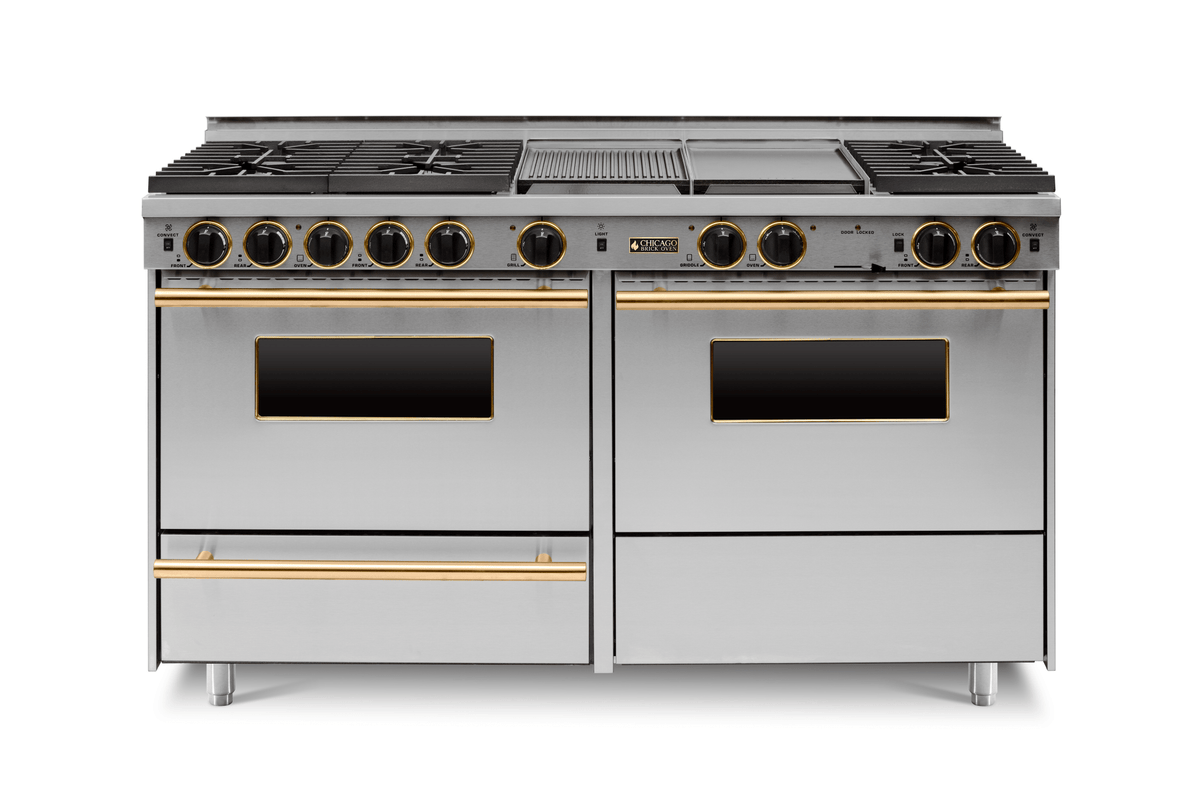60″ Dual-Fuel Range — Stainless Steel / Brass