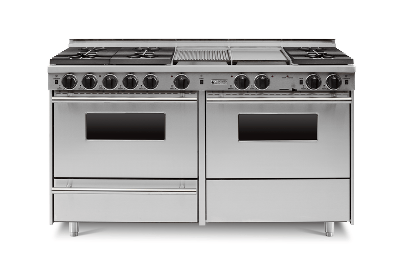 60" True Dual - Fuel Self - Cleaning Convection Range - Sealed Burners Stainless Steel with 60" by Chicago Brick Oven