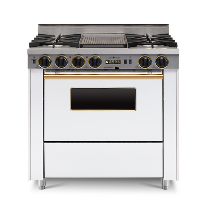 36” LP Gas Dual-Fuel Self-Cleaning Convection Range - Open Burners