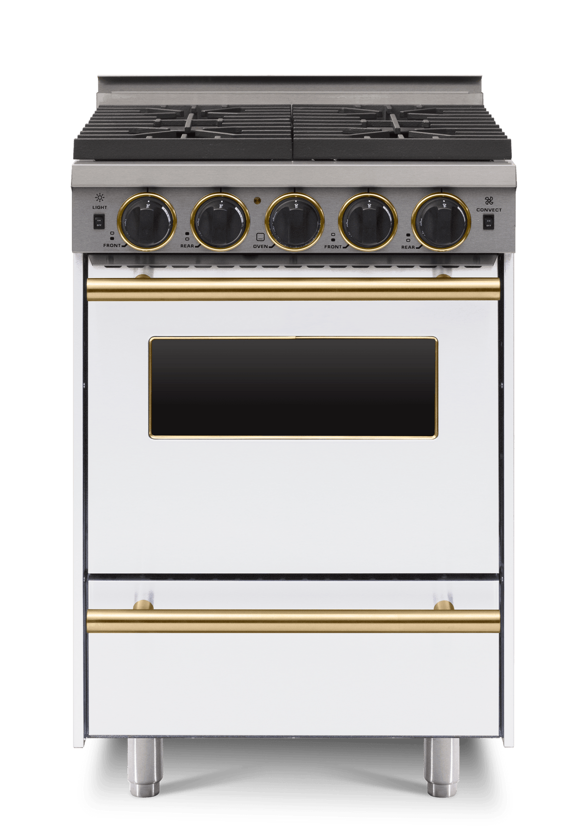 24″ All-Gas Range — White / Brass