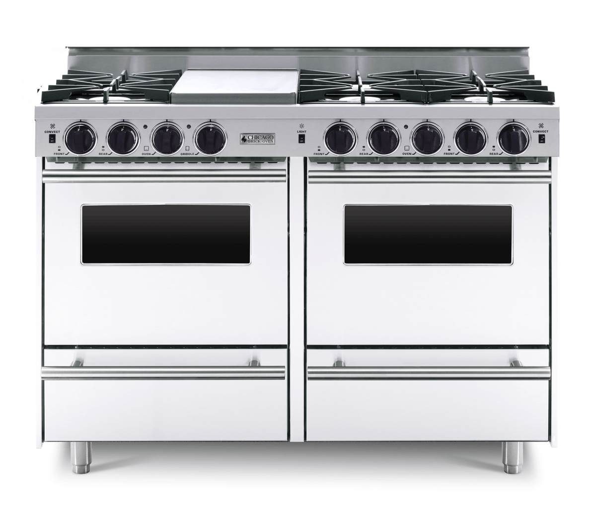 48″ All-Gas Range — white, regular — Griddle cover shown.
