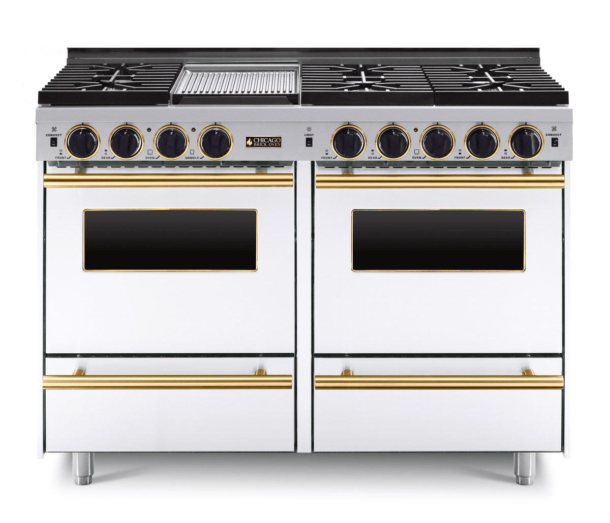 48″ All-Gas Range — White / Brass