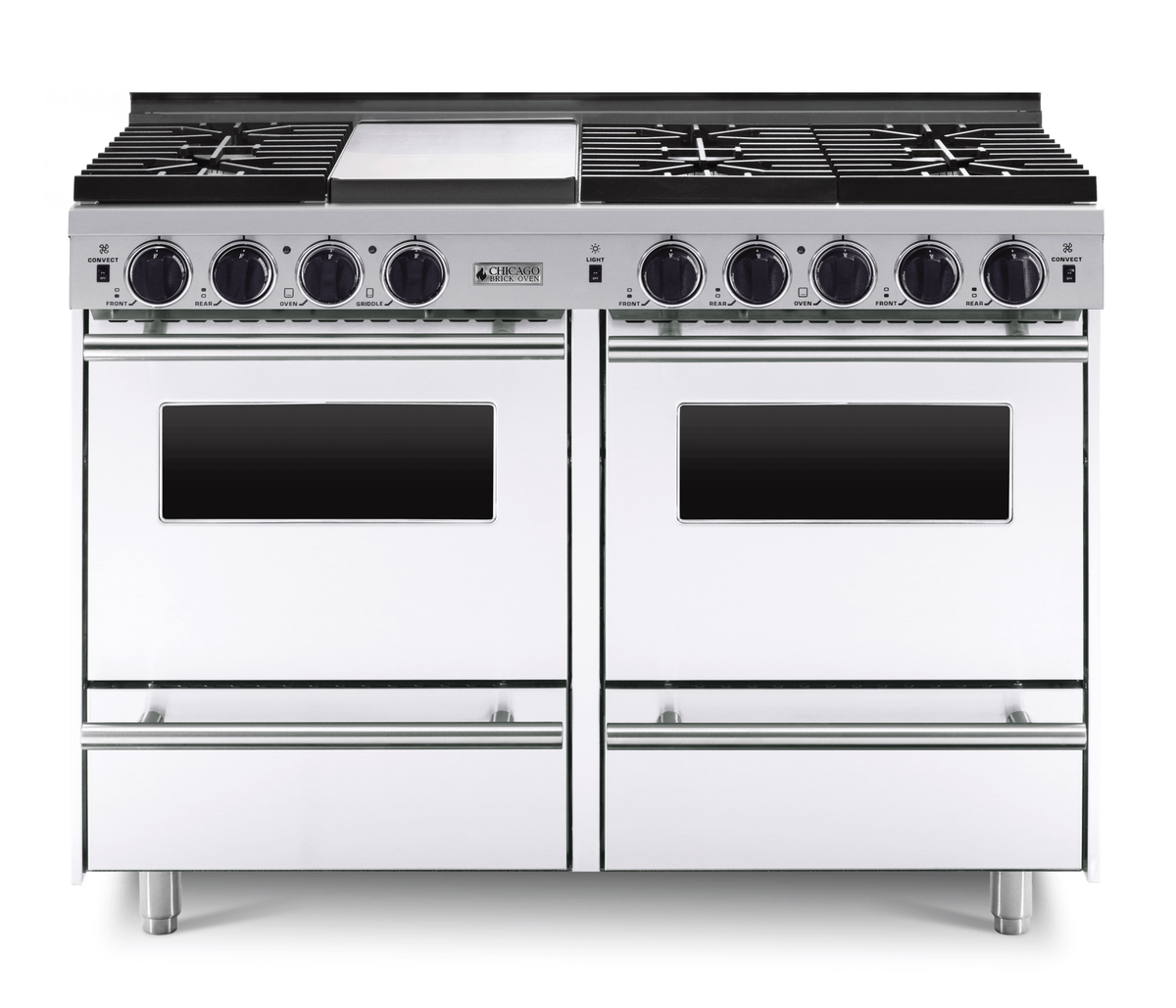 48″ All-Gas Range — white, regular — Griddle cover shown.