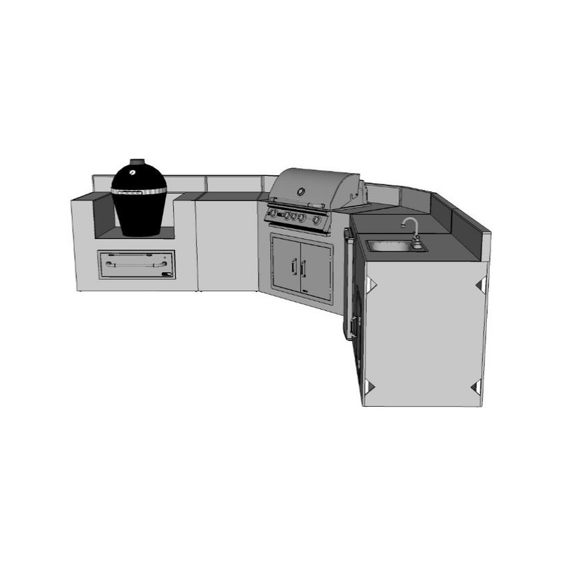 CBO - DIY Winnetka Kitchen - 20' - 45 ° L - Shaped Kitchen with RTF Available by Chicago Brick Oven