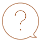 A brown speech bubble with a question mark inside, drawn with a sketchy line style. The question mark is centered within the contours of the bubble, suggesting an inquiry or uncertainty. The image has a transparent background.