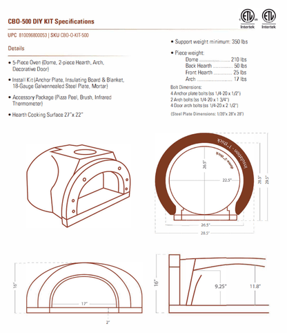 CBO 500 Oven and Ready to Finish Enclosure Bundle 42" with by Chicago Brick Oven