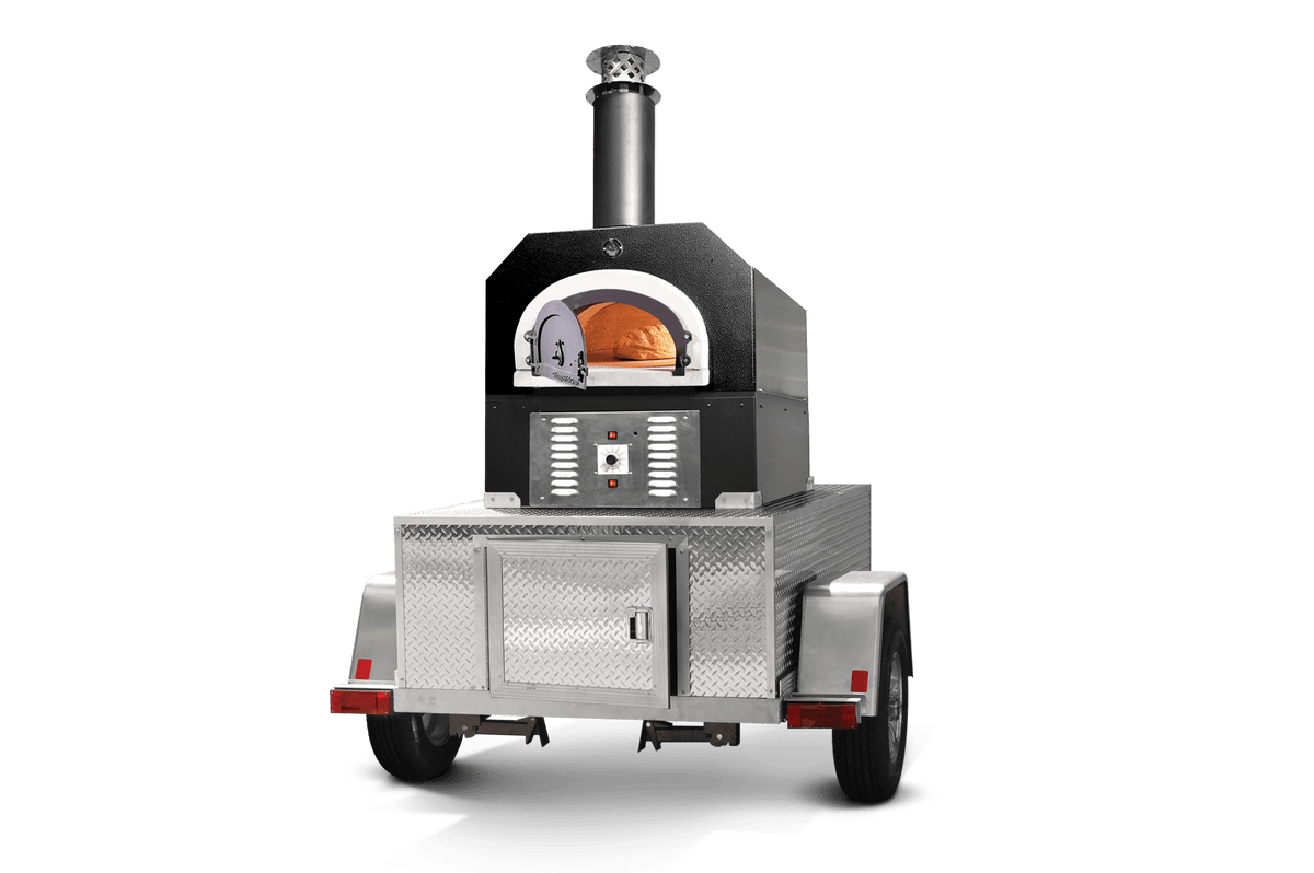 CBO 750 Tailgater | Mobile Wood Fired Pizza Oven Trailer | 38" X 28" cooking surface | 2 - 3 - 10" pizzas at a time | 50 - 60 pizzas an hour Solar Black with 750 by Chicago Brick Oven