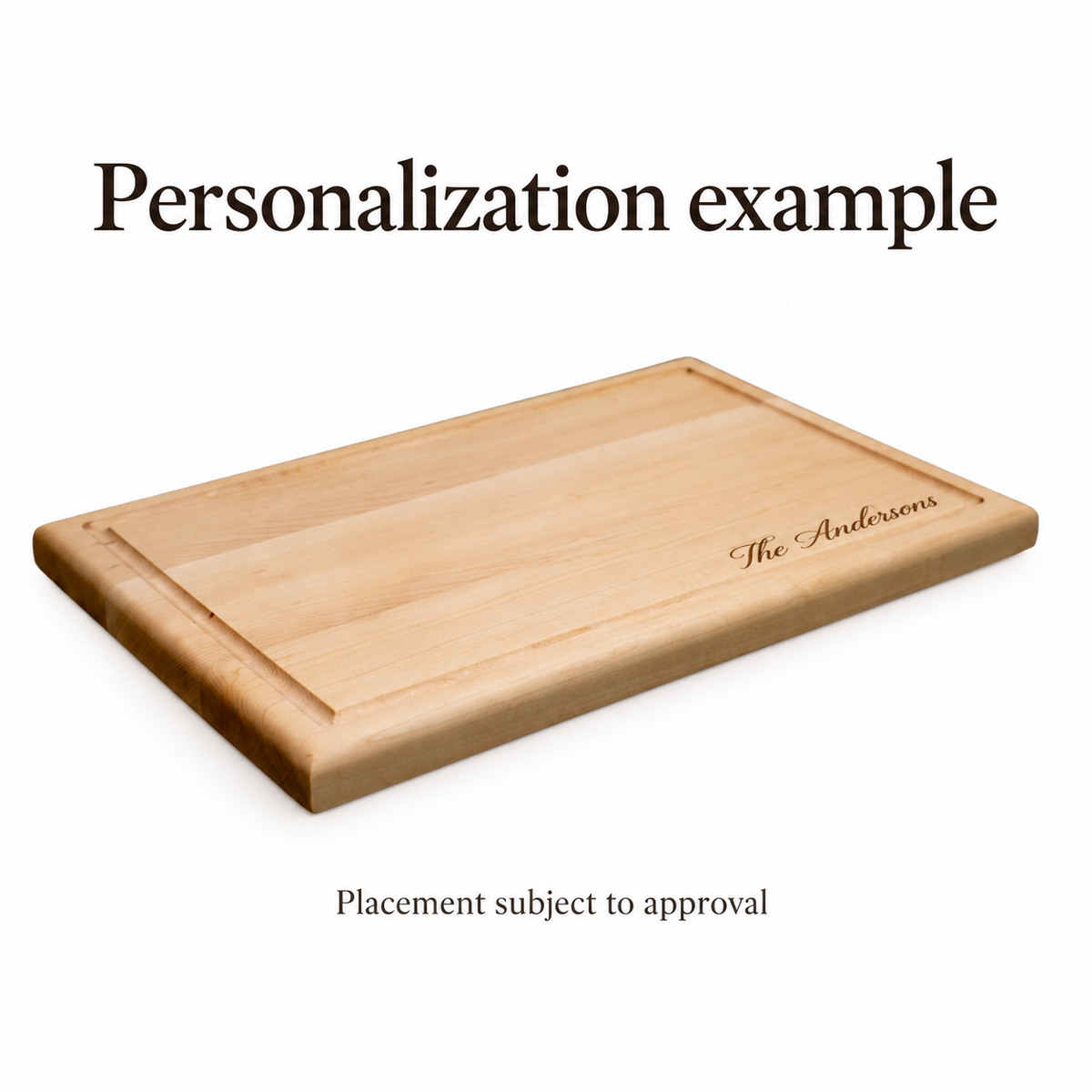 cbo burlington hardwood cutting board — personalization-example concept; Representative design concept; not variant-selection image