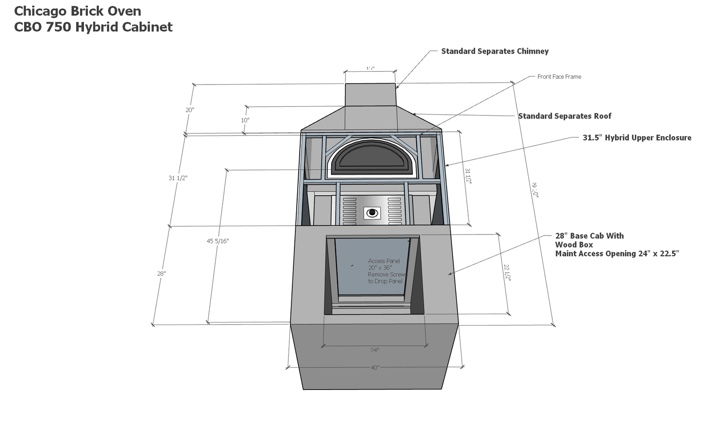 Chicago Brick Oven - Ready To Finish Hybrid Oven Enclosure Cabinet with RTF Available by Chicago Brick Oven